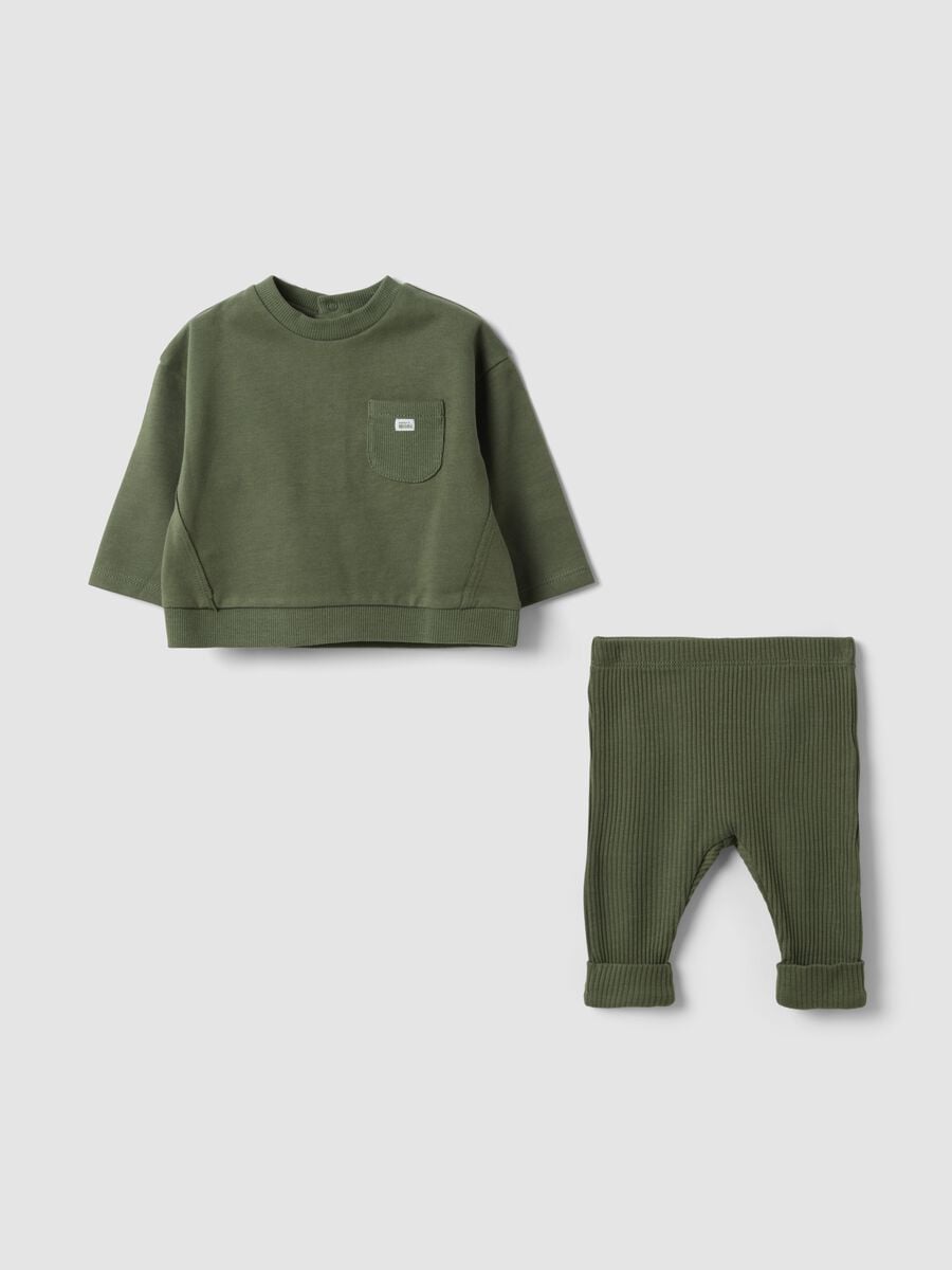 Green ribbed organic cotton baby set_0