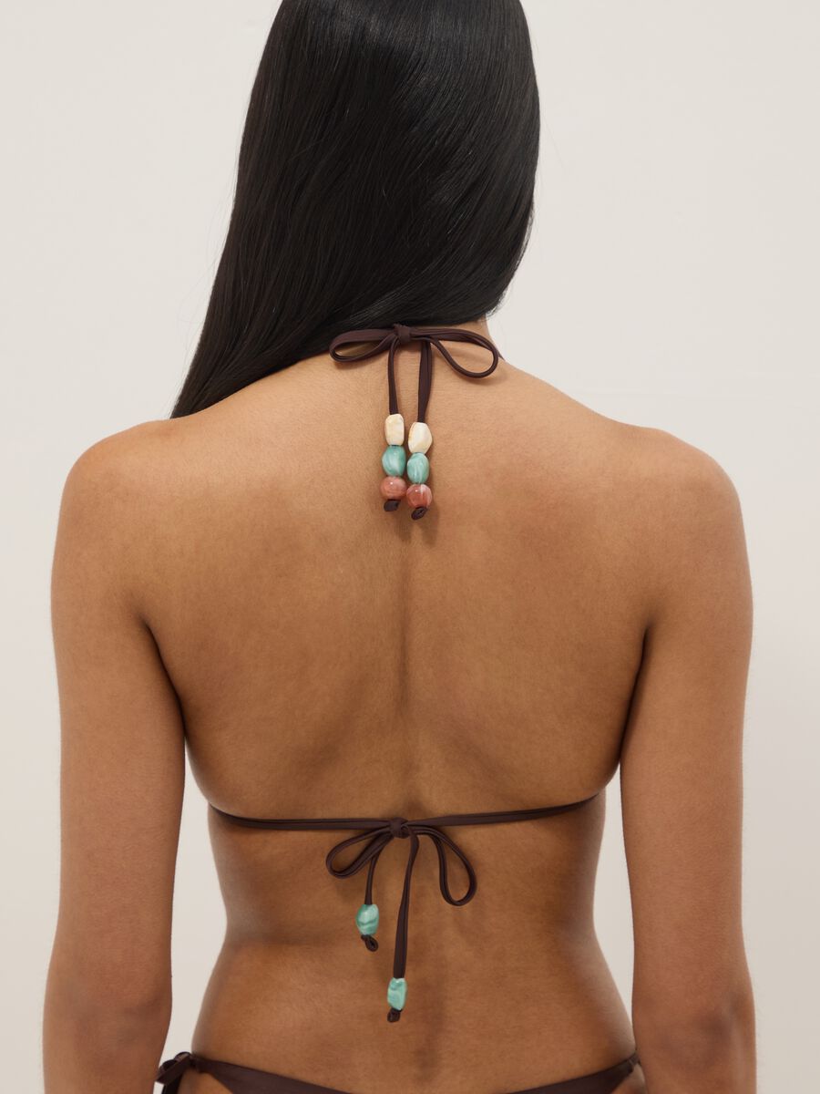 Brown stretch triangle bikini with stones_2
