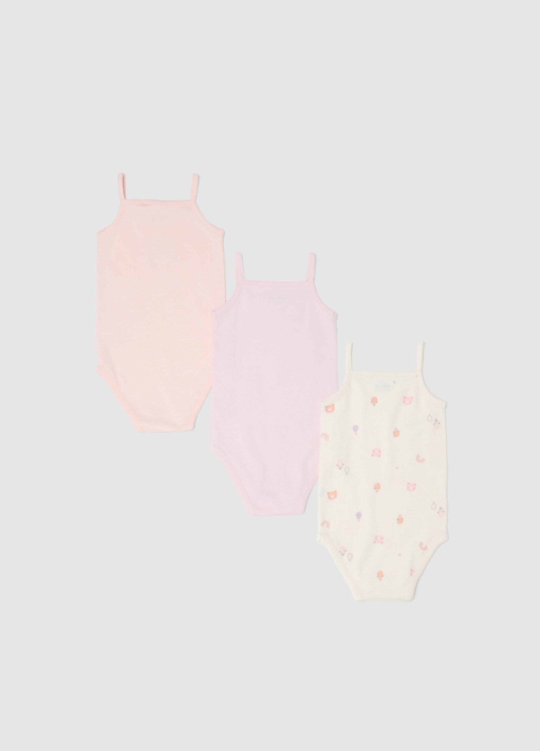 Multicolour pure organic cotton bodysuit tripack for baby girls