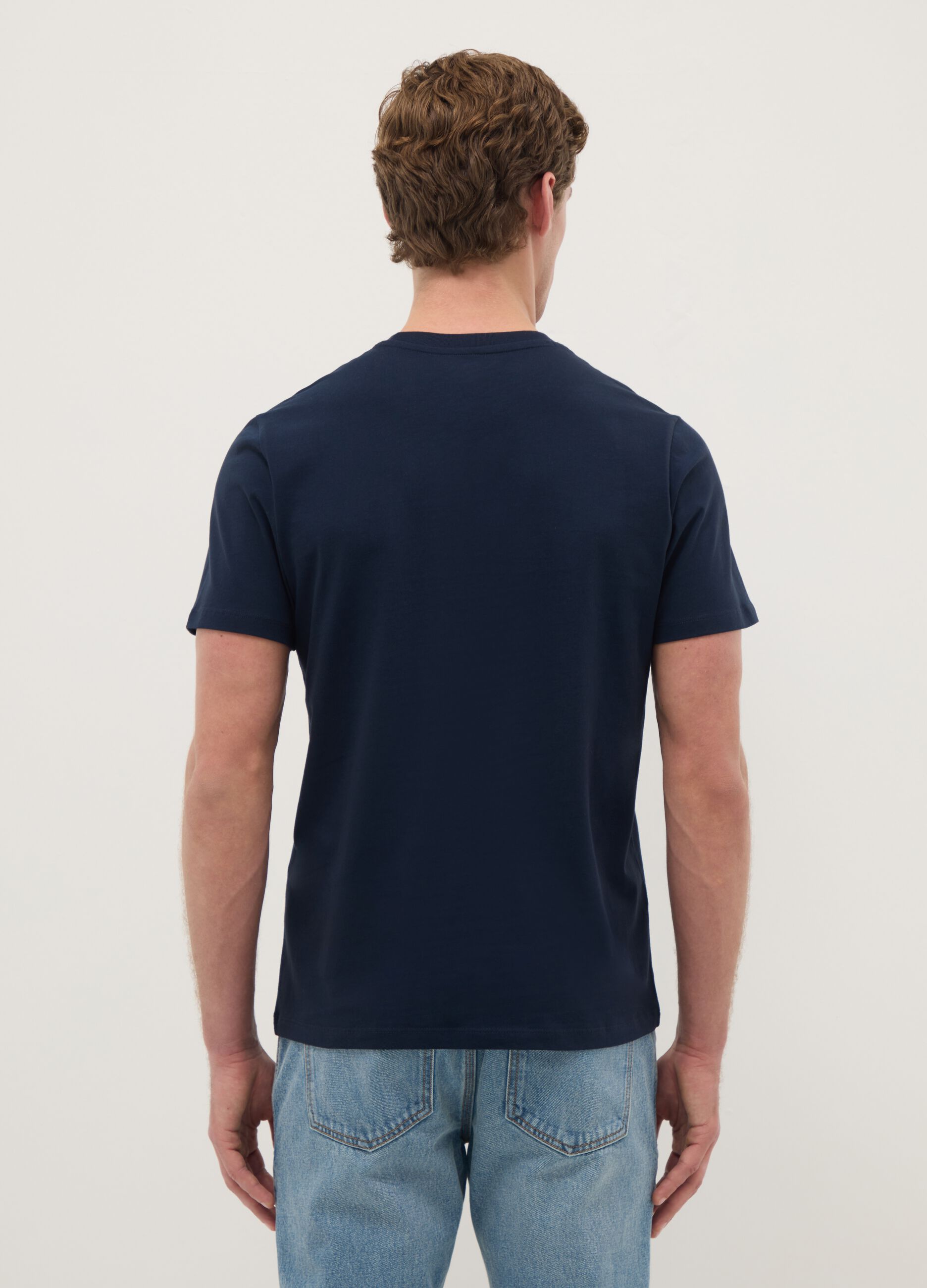 Blue pure cotton regular fit T-shirt