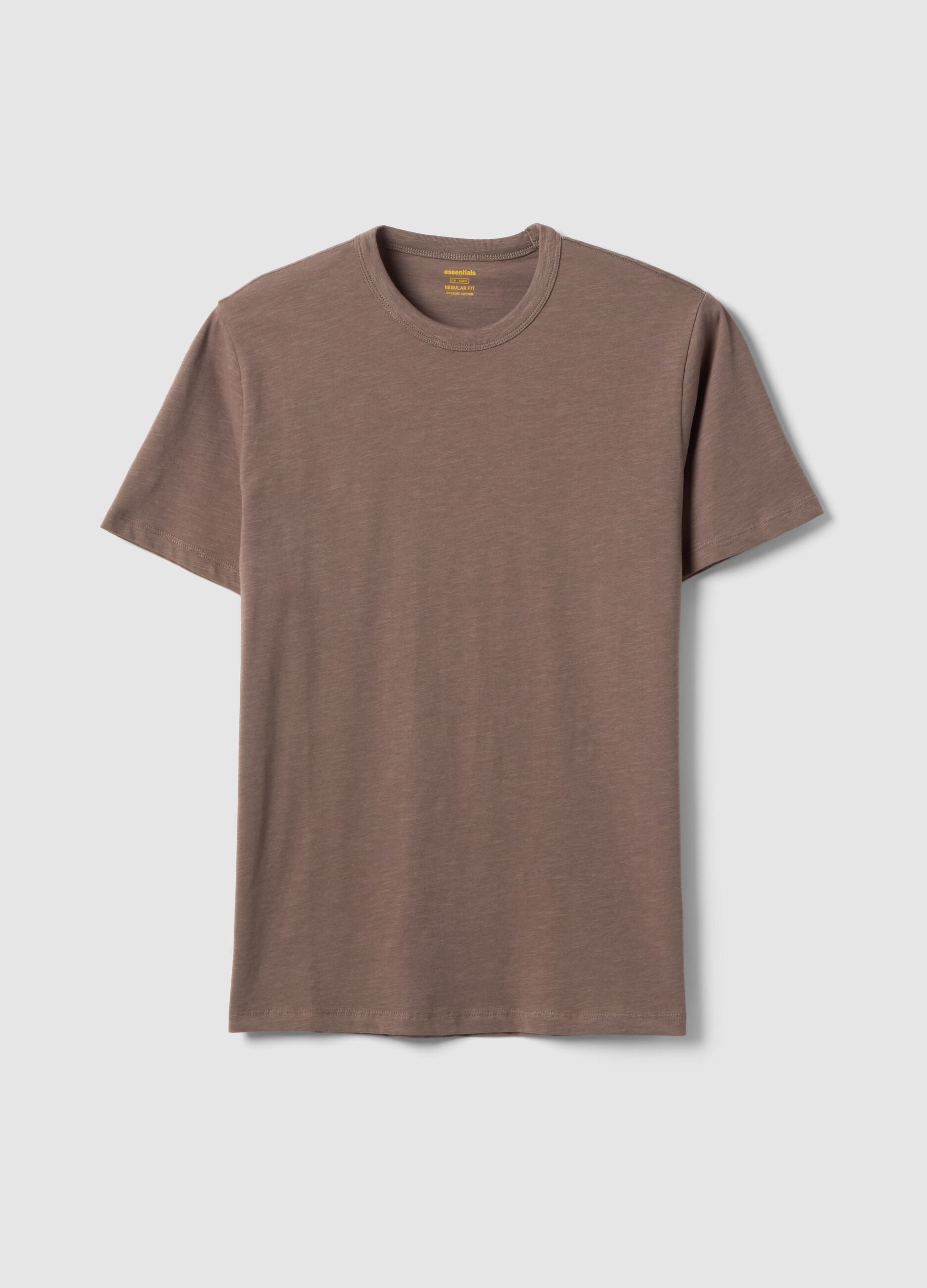 Brown pure cotton short sleeve regular fit T-shirt
