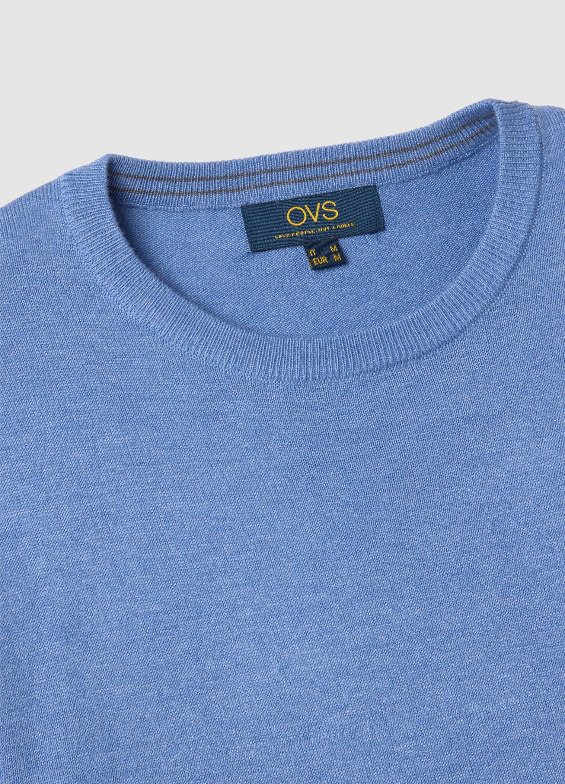 Azure crew neck pullover in regular fit cotton blend