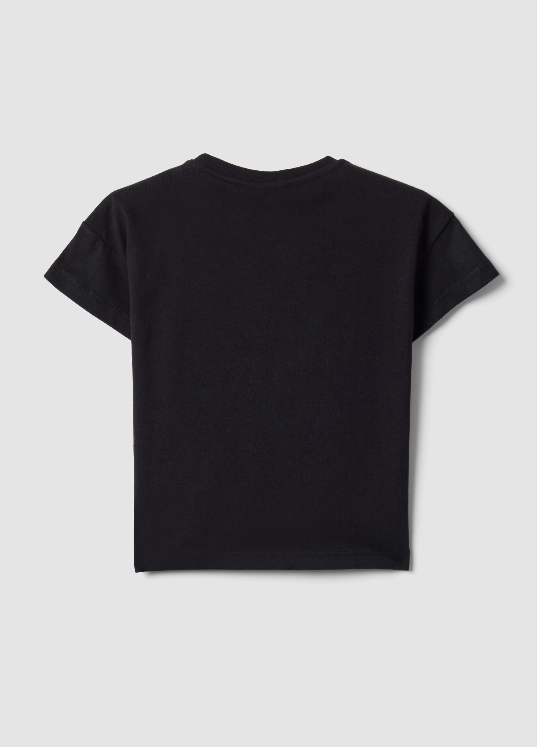 Black pure cotton T-shirt with K-Pop Demon Hunters print for girls