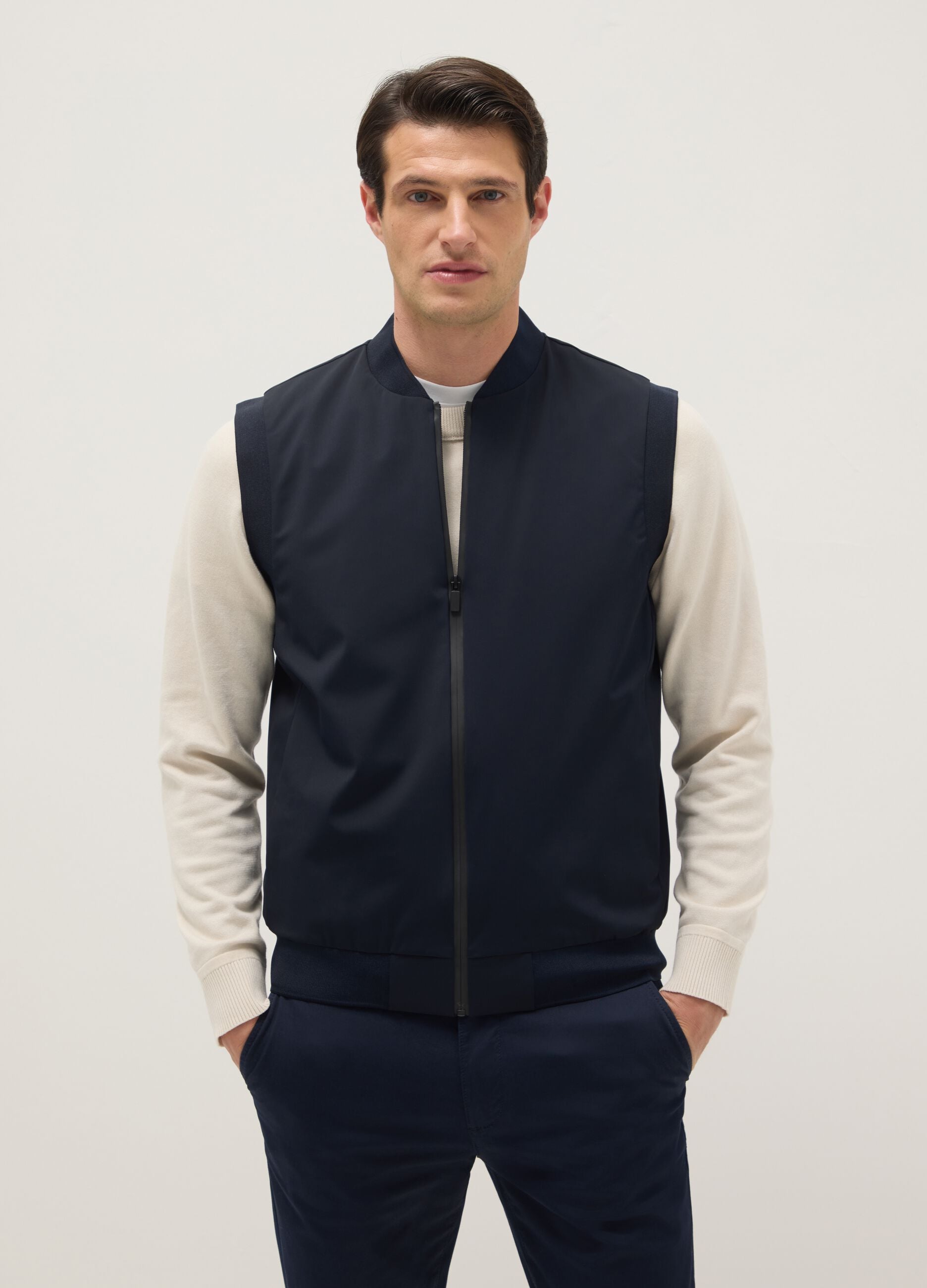 Blue regular fit gilet with full zip