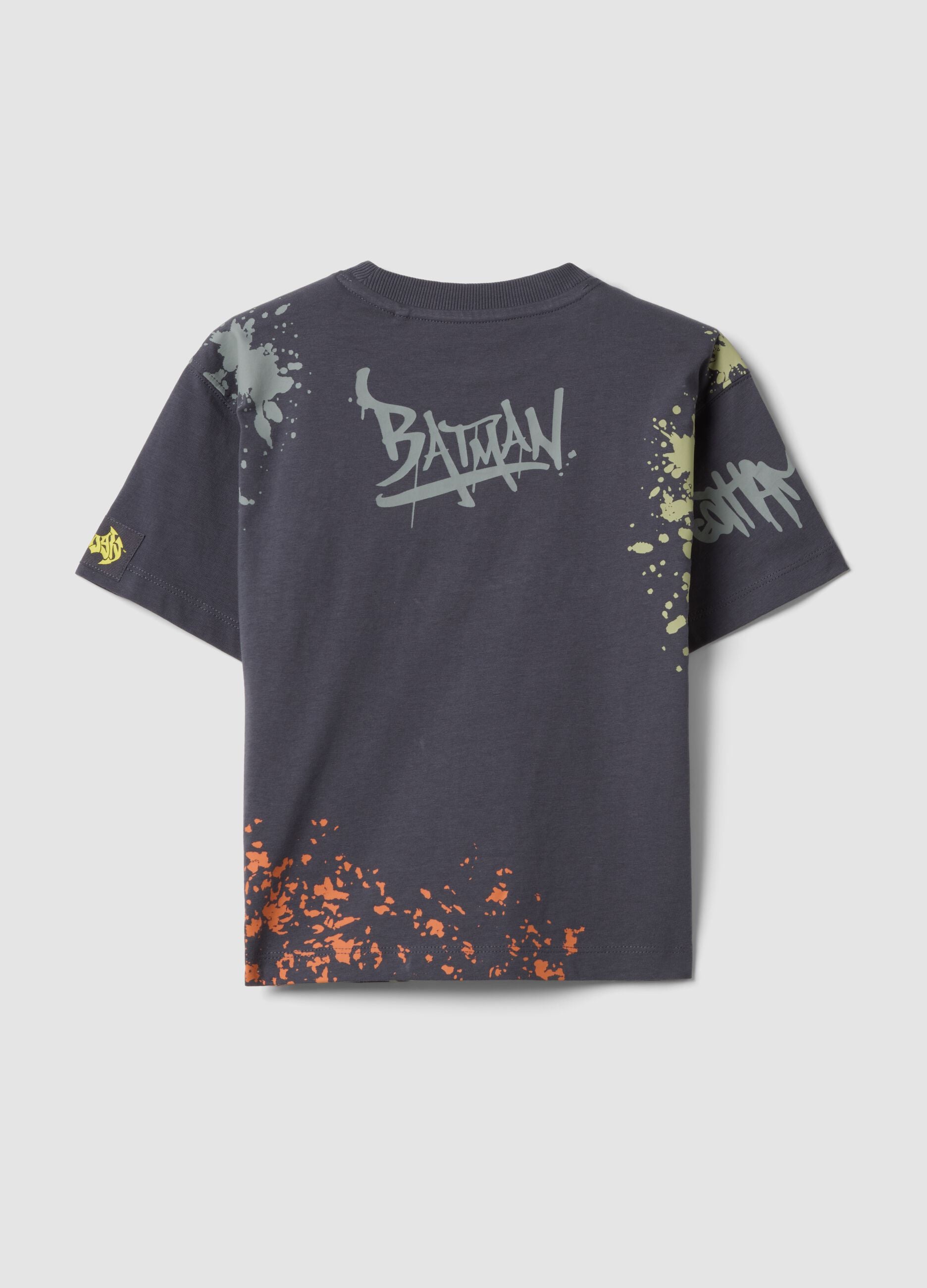 Blue pure cotton short-sleeve Batman print T-shirt