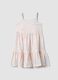 White and pink pure cotton girls&rsquo; dress, regular fit with printed pattern_1