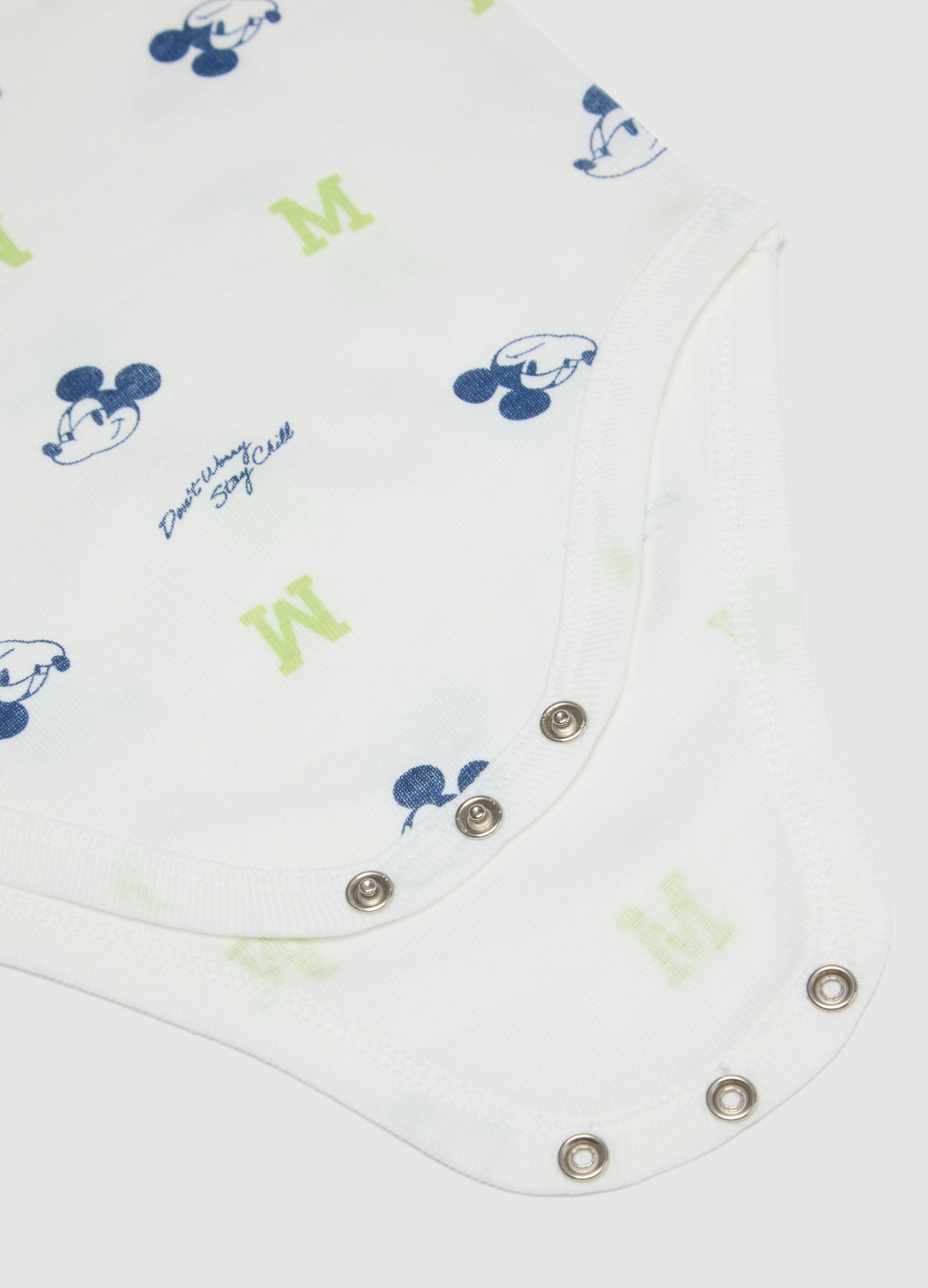 Sleeveless multicolour pure cotton baby Mickey Mouse bodysuit duo pack