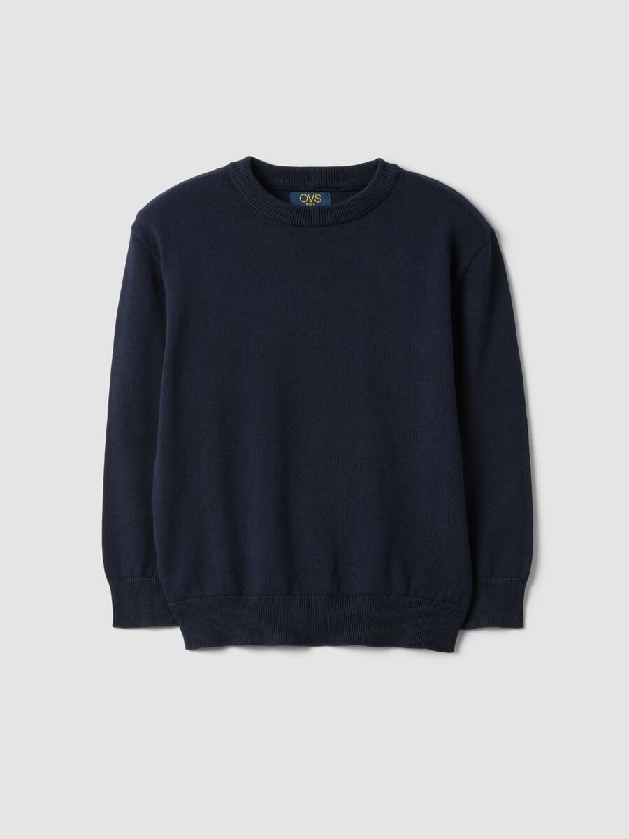 Blue pure cotton crew-neck oversized fit jumper for boys_0