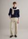 Pure cotton blue regular fit sweater with high neck and zip_1