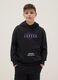 Kids' Regular Fit Pure Black Cotton Sweatshirt with Lakers Print_0
