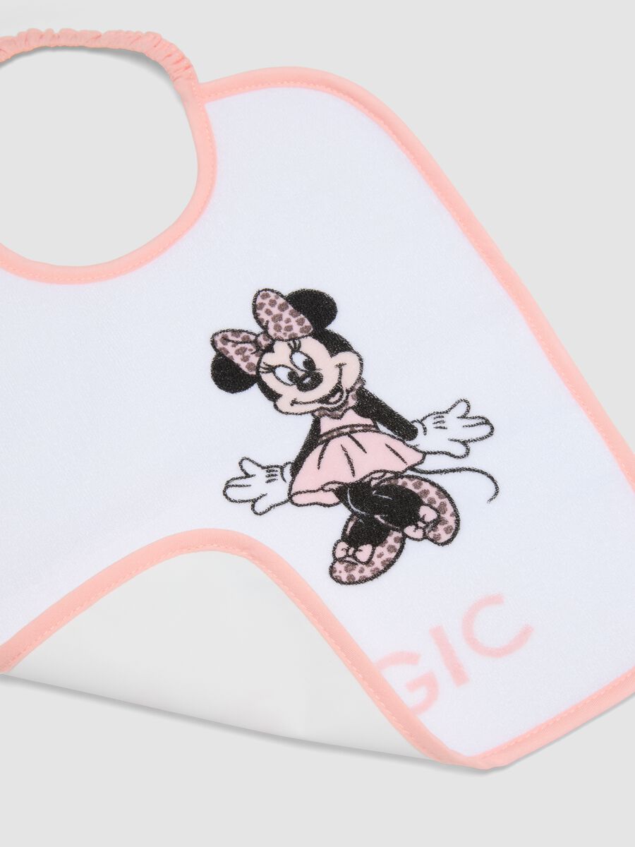 Pack of 3 multicolour Minnie print bibs in organic cotton blend_1
