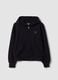 Black hooded sweatshirt in pure organic cotton with star for girls_0