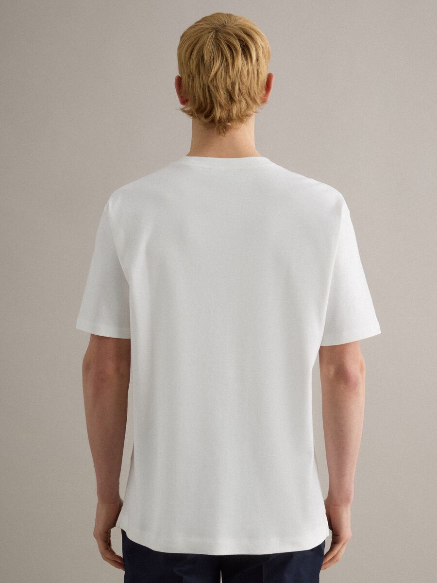 White cotton crew neck T-shirt, regular fit_4