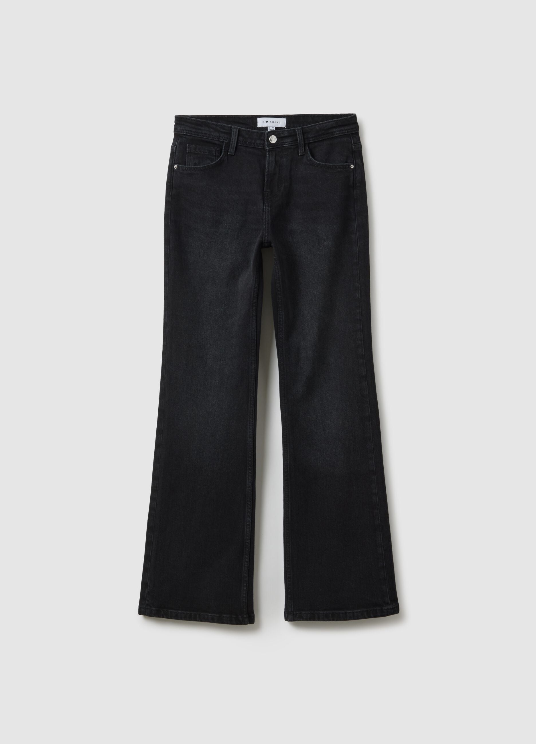 Black stretch cotton bootcut jeans