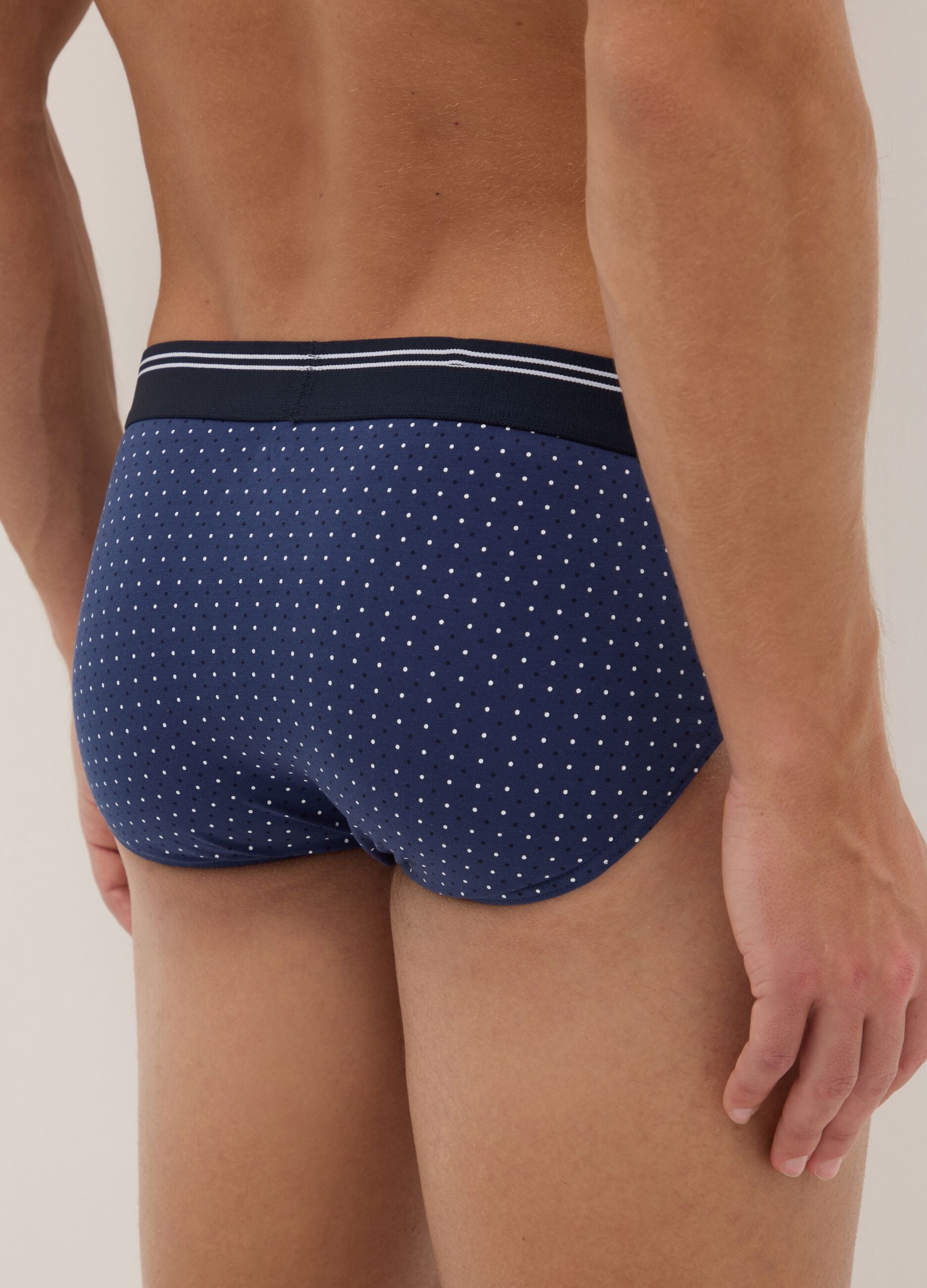 Tripack multicolour polka dot briefs in stretch cotton regular fit