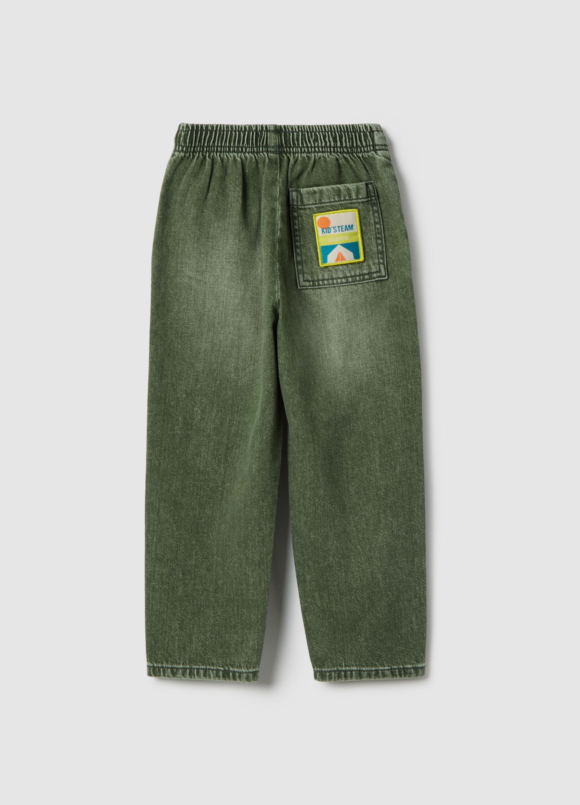 Green pure cotton kids' baggy trousers