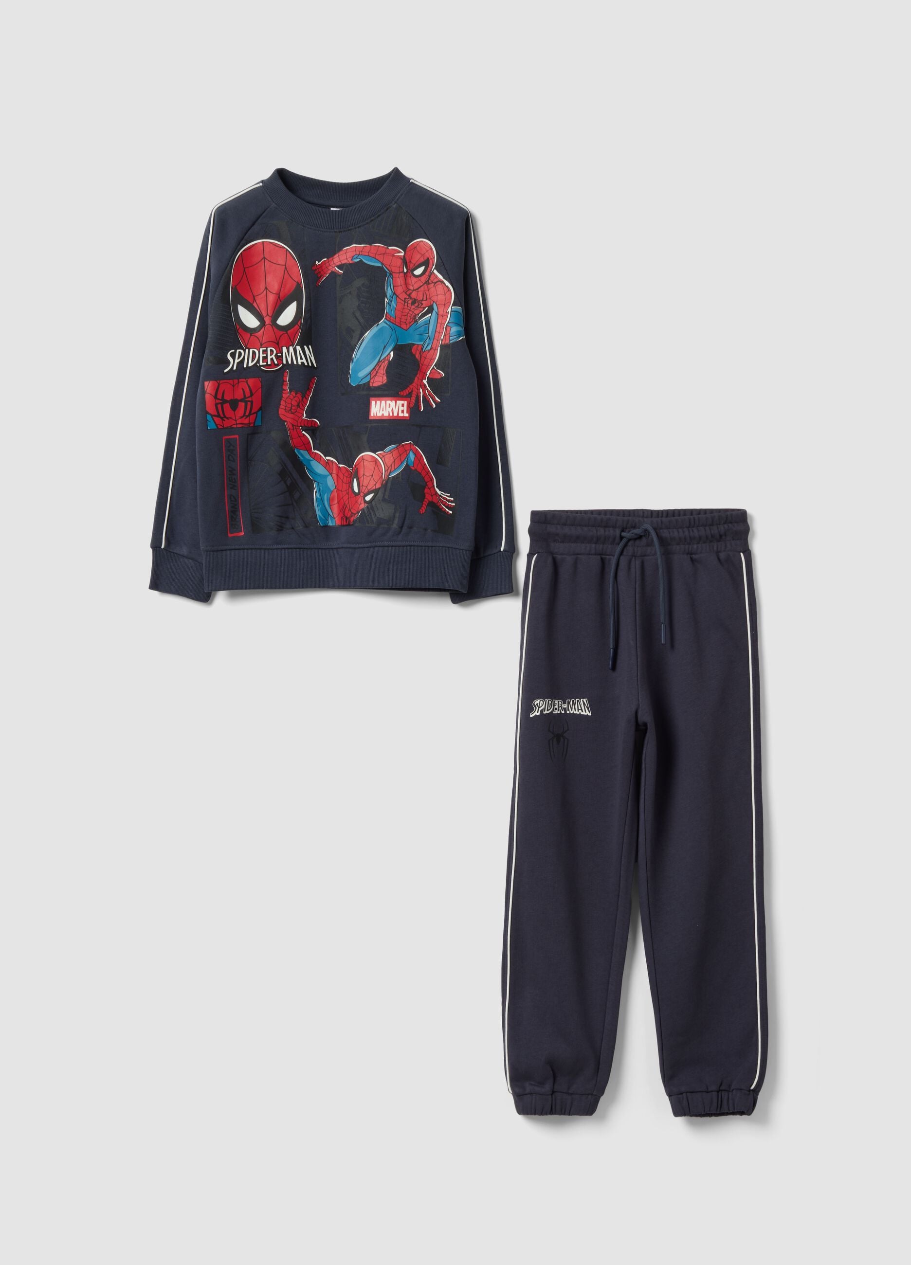 Black oversized cotton-blend Spider-Man jogging tracksuit for boys