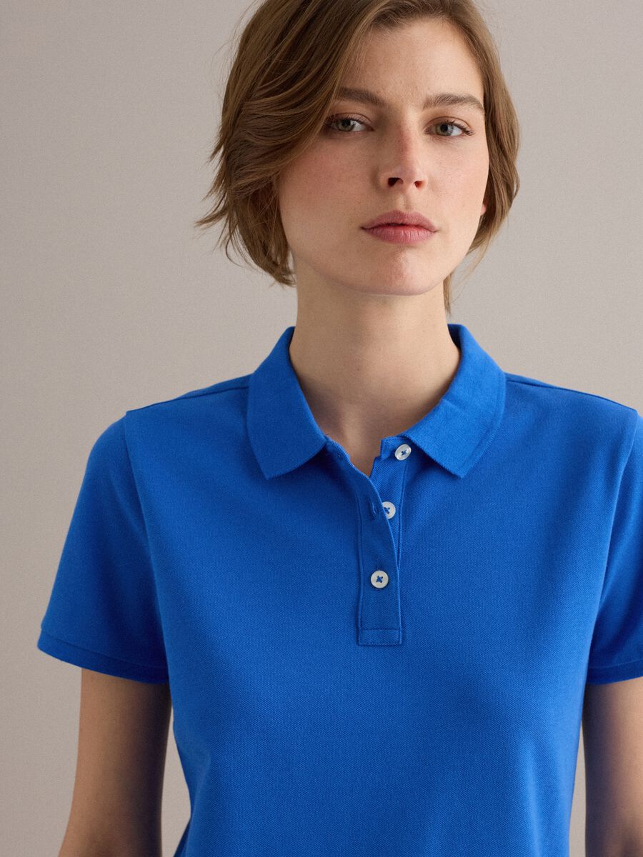 Blue organic cotton polo shirt, regular fit_2