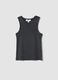 Grey ribbed stretch-cotton fitted tank top_4