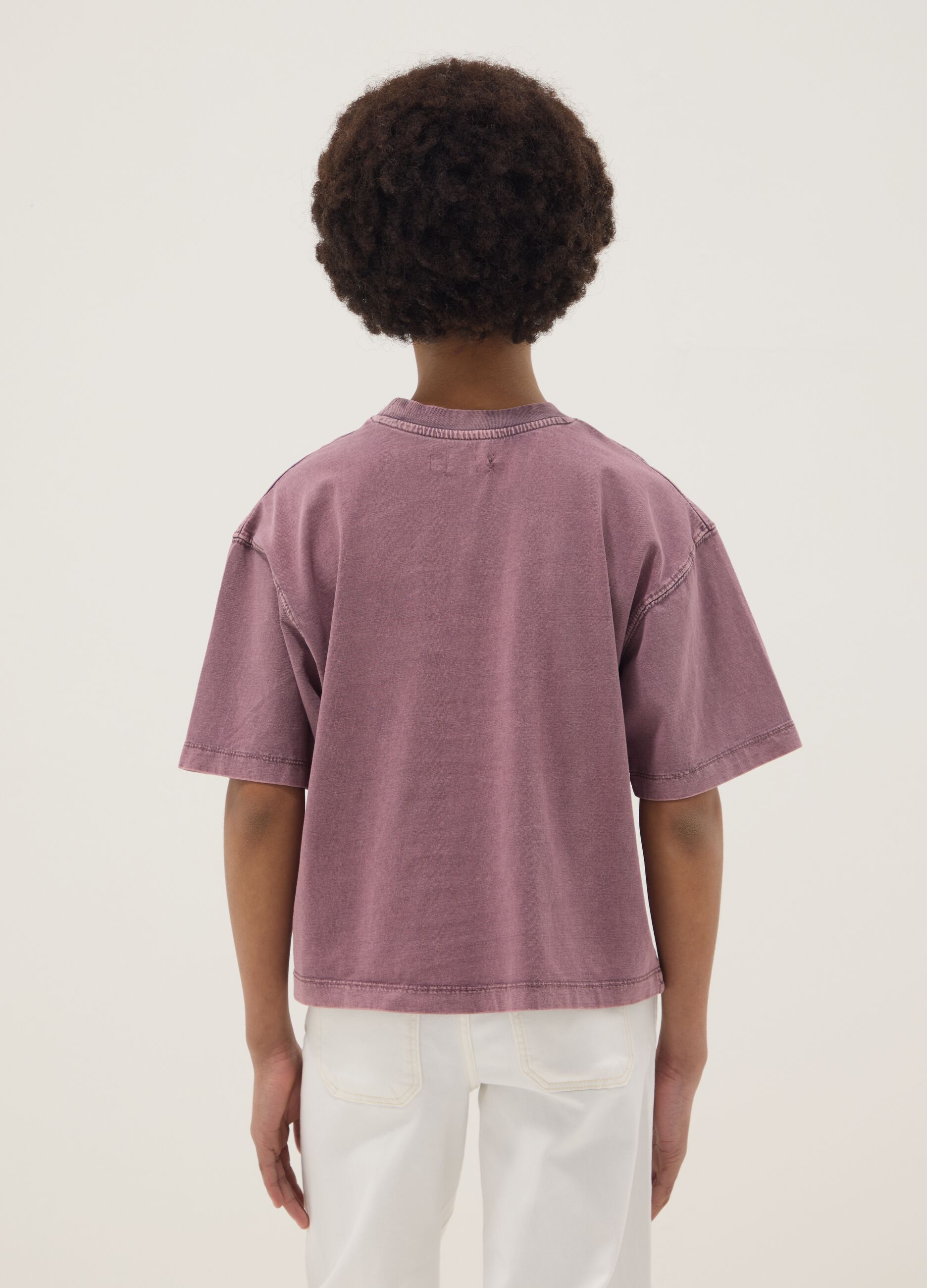 Girls' Oversized Fit Pink Pure Cotton T-shirt