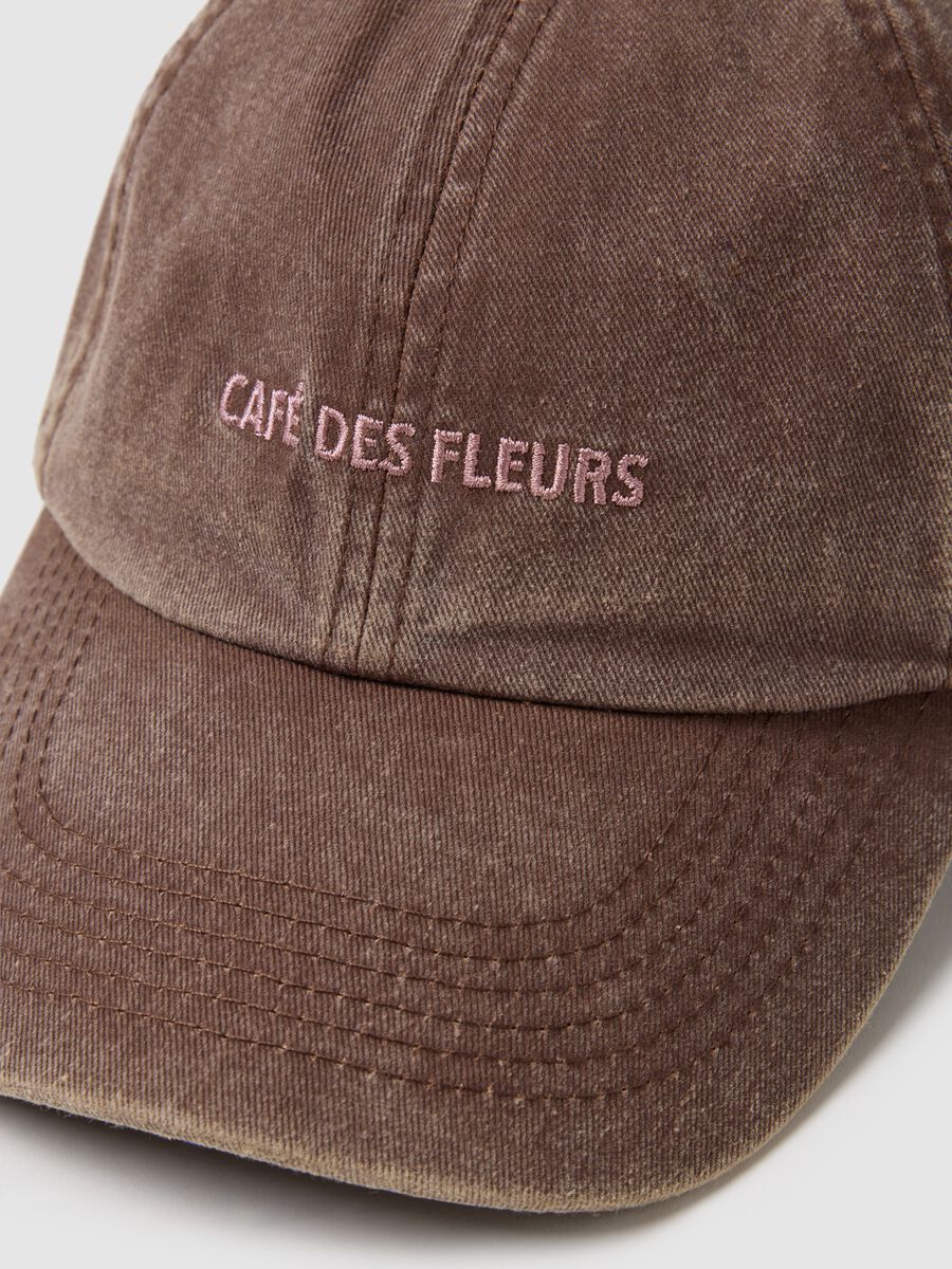 Brown pure cotton baseball cap with embroidery_2