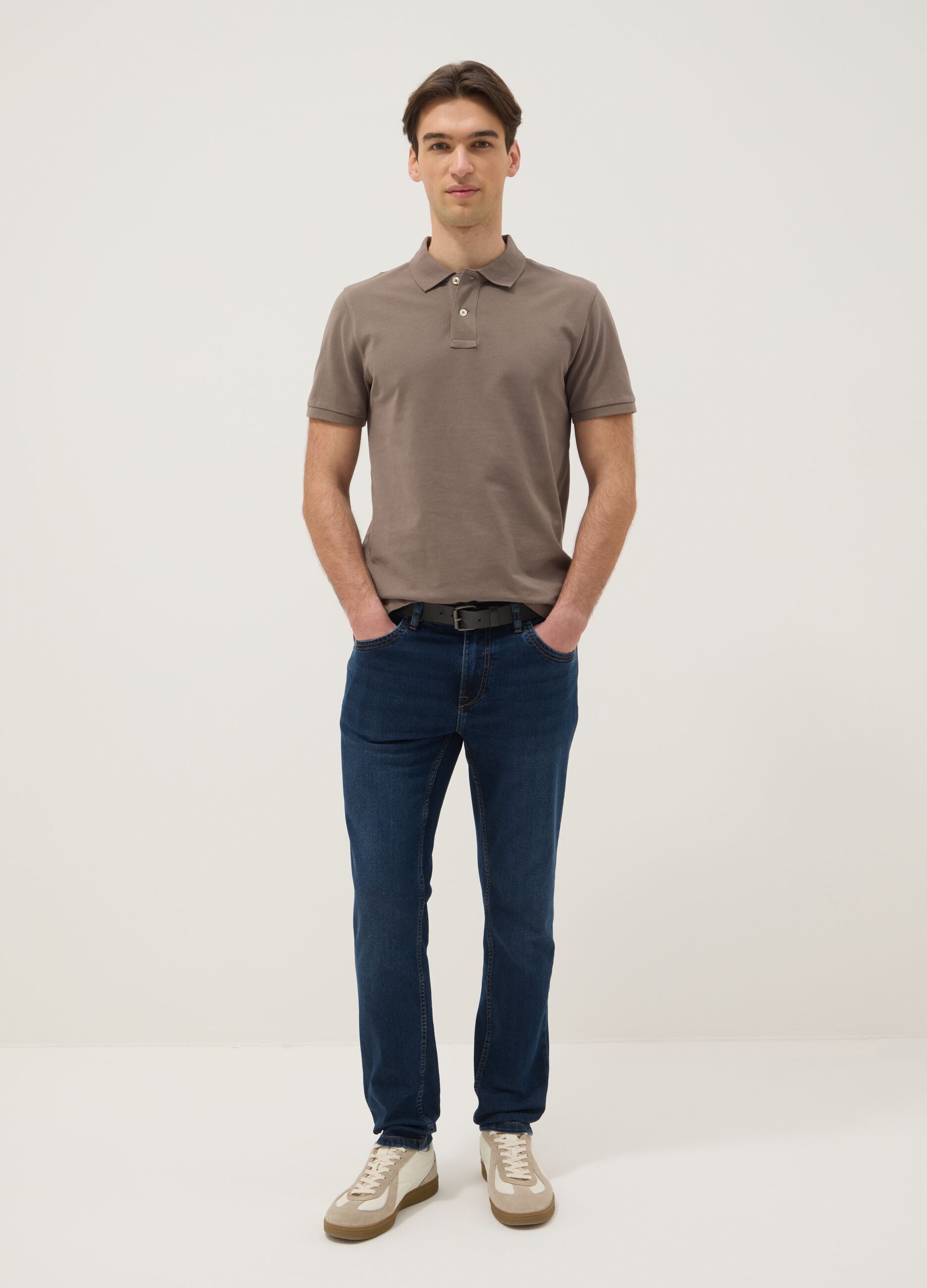 Brown Slim Fit Pure Cotton Polo