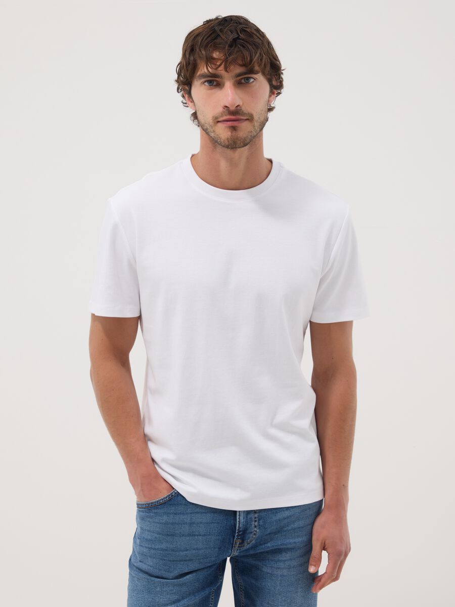 White slim-fit T-shirt in pure mercerised cotton_0