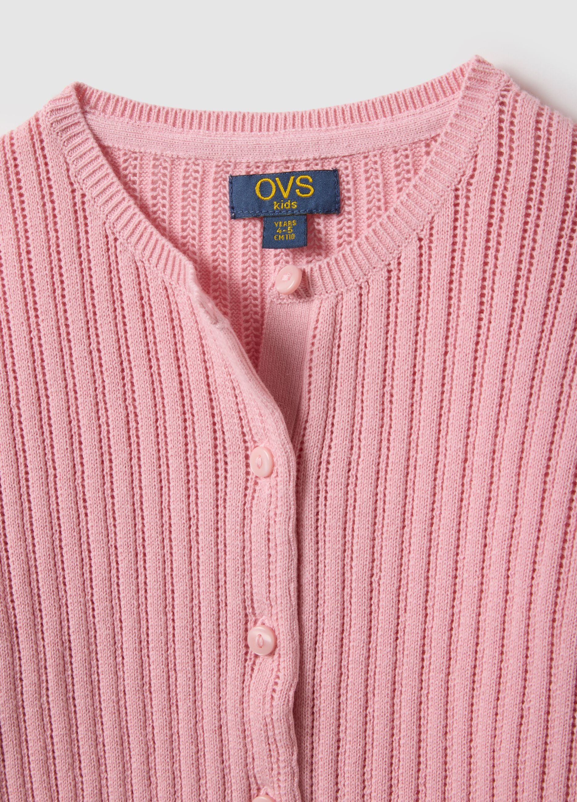 Girls' pink striped pure cotton cardigan regular fit