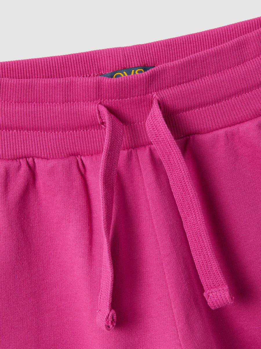 Pink regular-fit pure cotton shorts with elasticated waist for girls_2