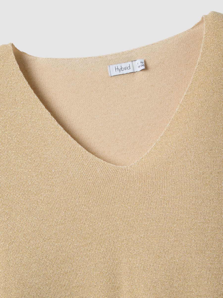 Beige modal blend regular fit jumper with shimmering design_5