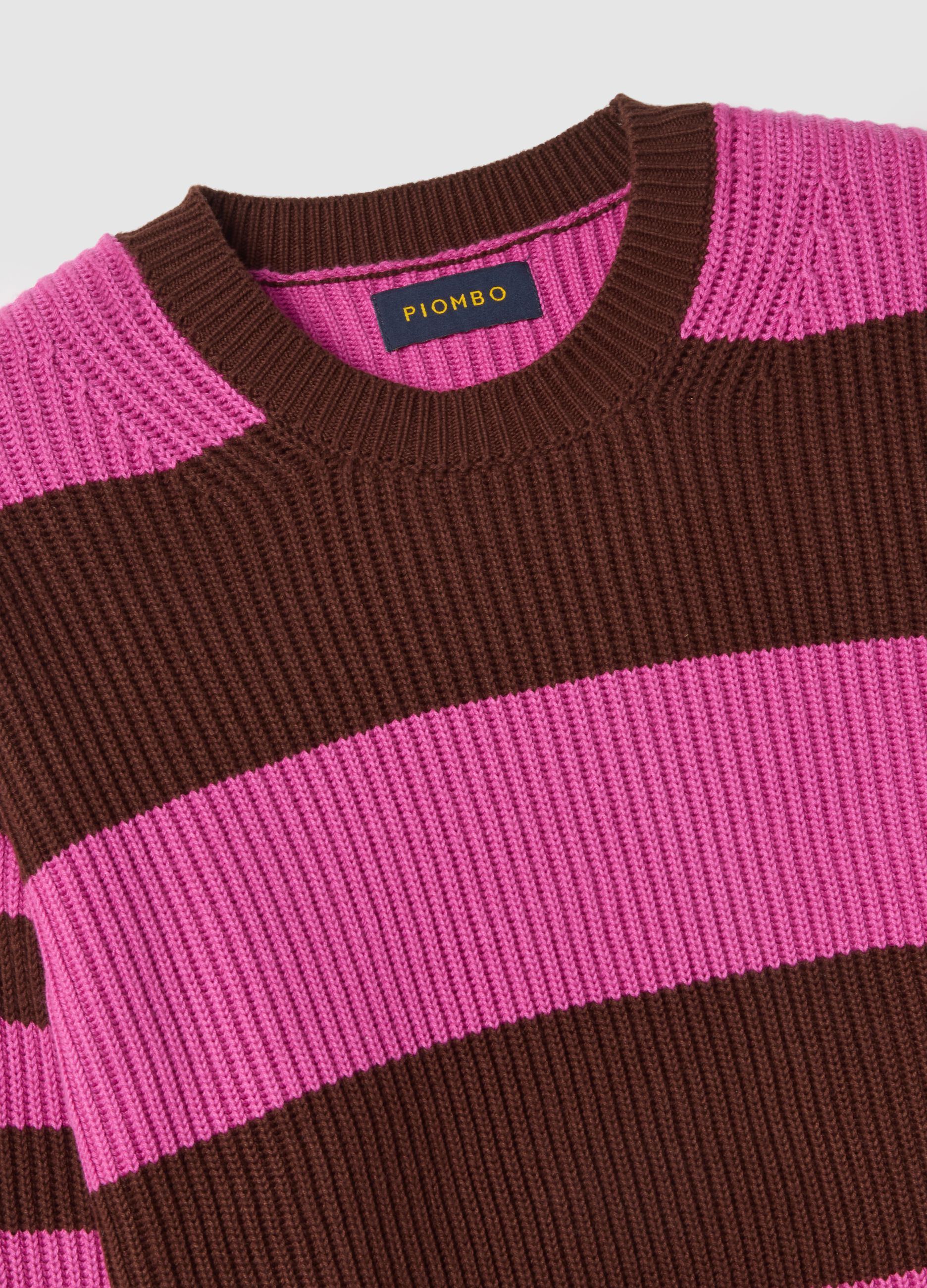 Multicoloured striped crew neck sweater in regular fit cotton blend
