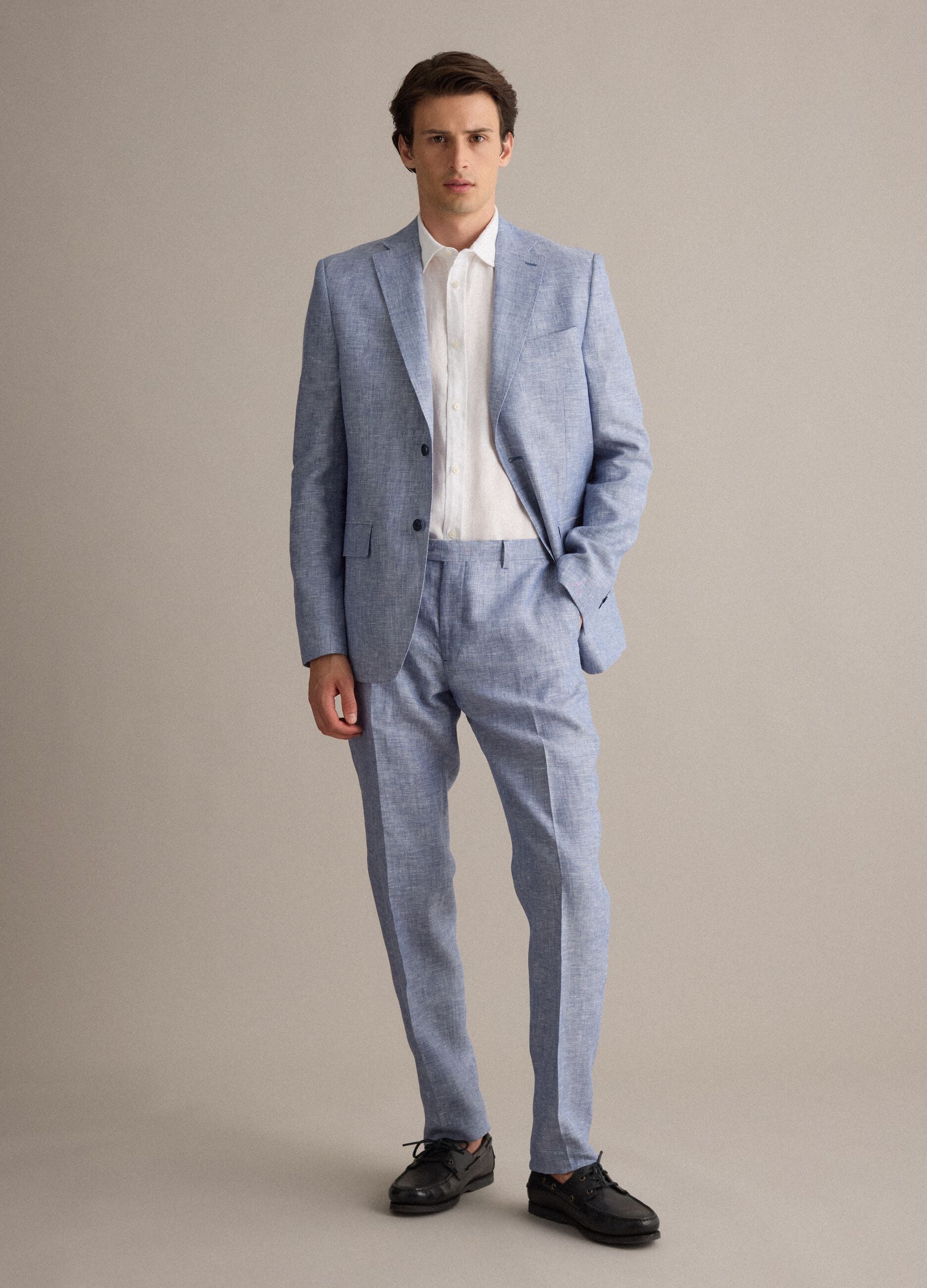 Light Blue Pure Linen Trousers
