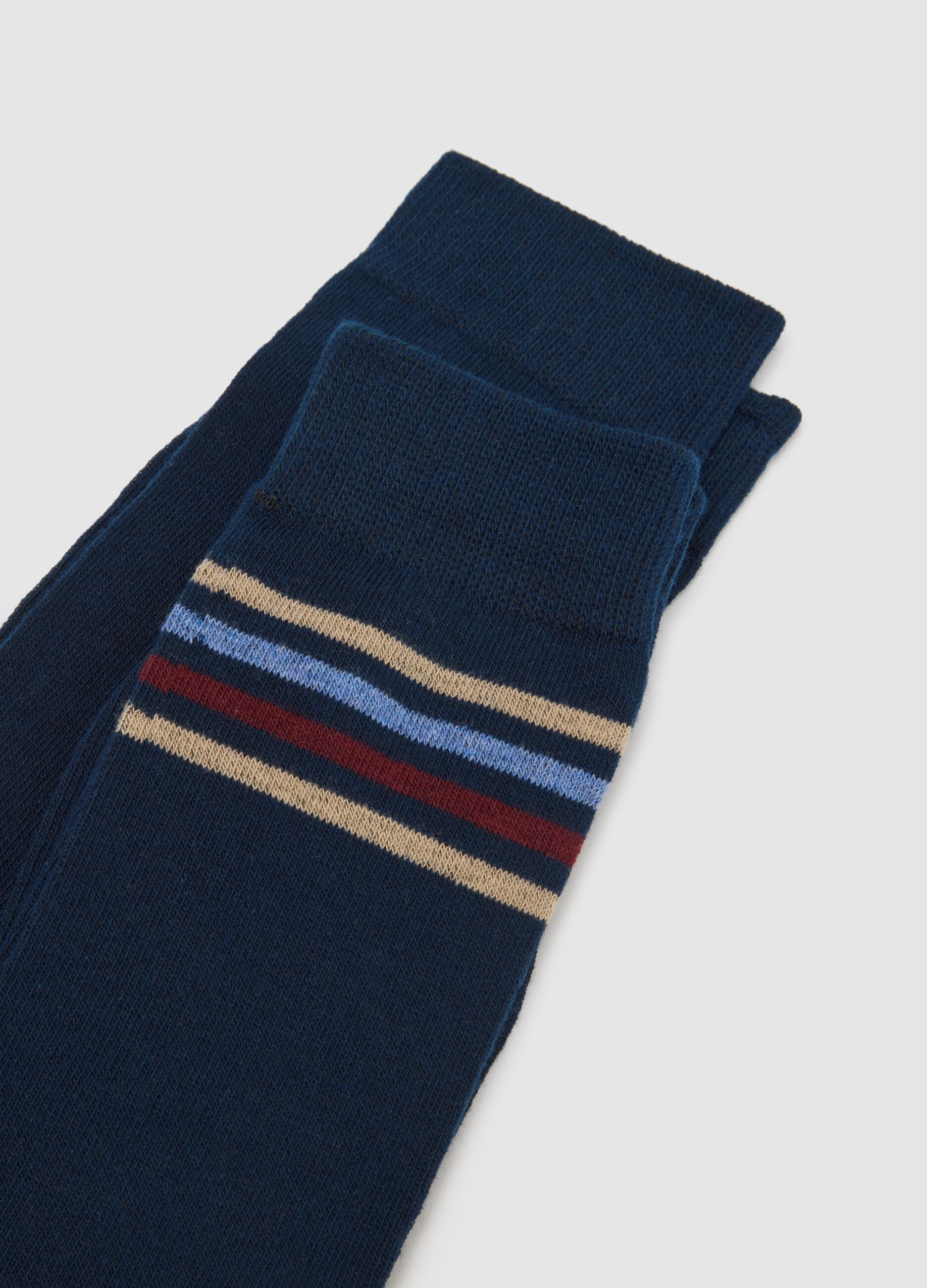 Tripack short cotton blend socks with multicolour stripes regular fit