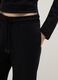 Black cotton blend regular fit trousers_3