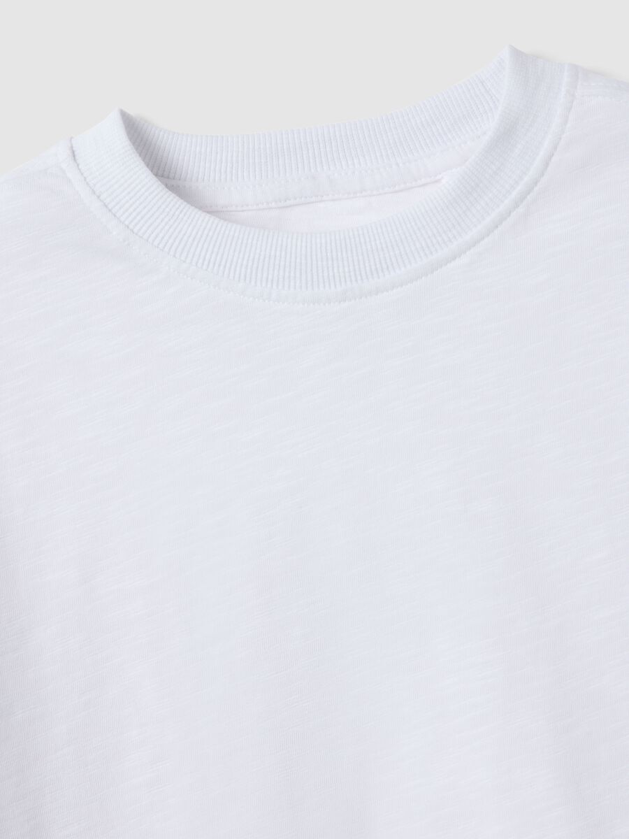 T-shirt girocollo in puro cotone bianco da bambino oversize fit_2