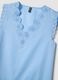 Sleeveless sky-blue pure cotton V-neck top, regular fit_5
