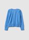 Girls' Regular Fit Blue Pure Cotton Cardigan with Cable Knit_4