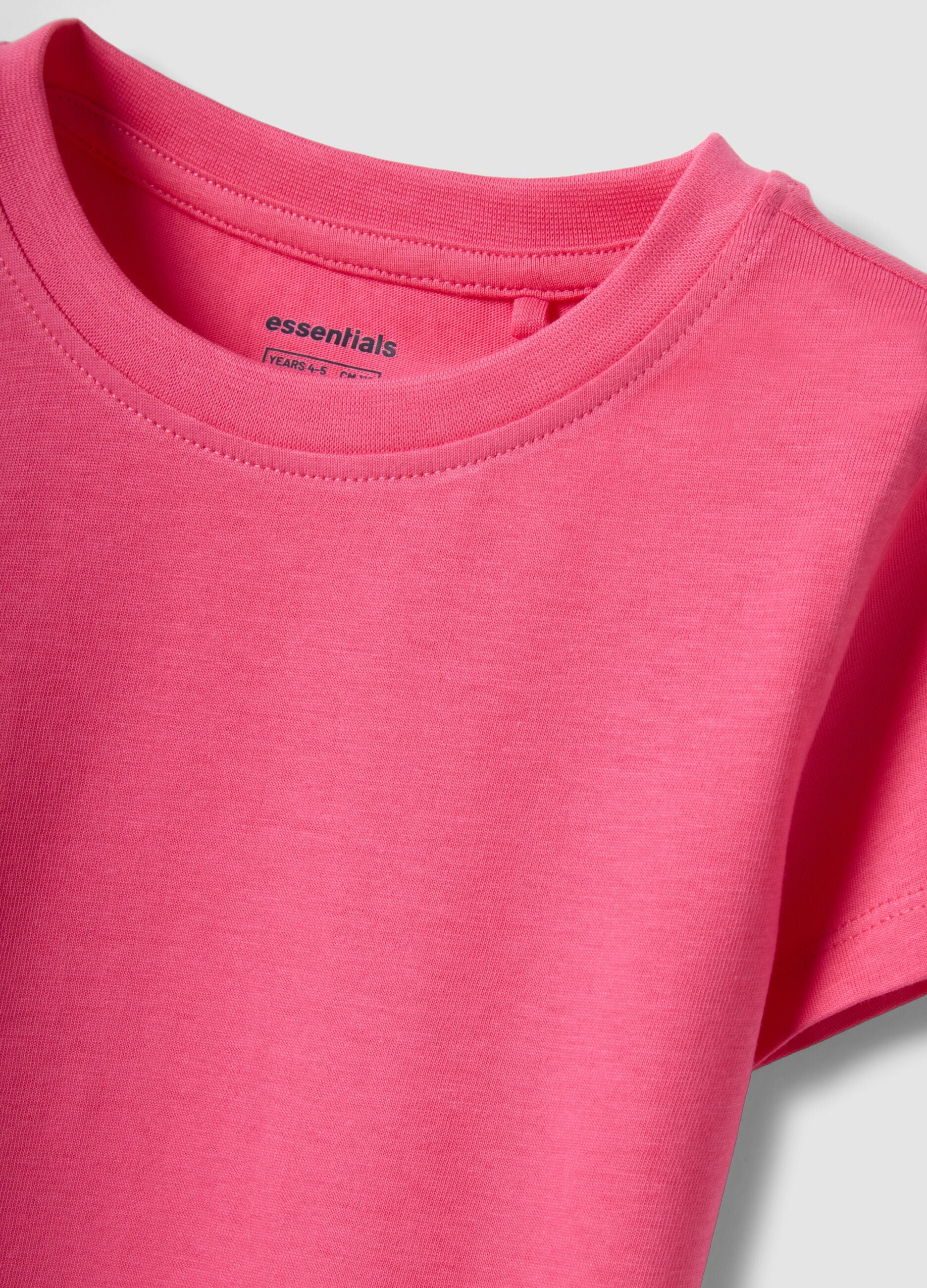 Girls&rsquo; pink pure cotton T-shirt, regular fit