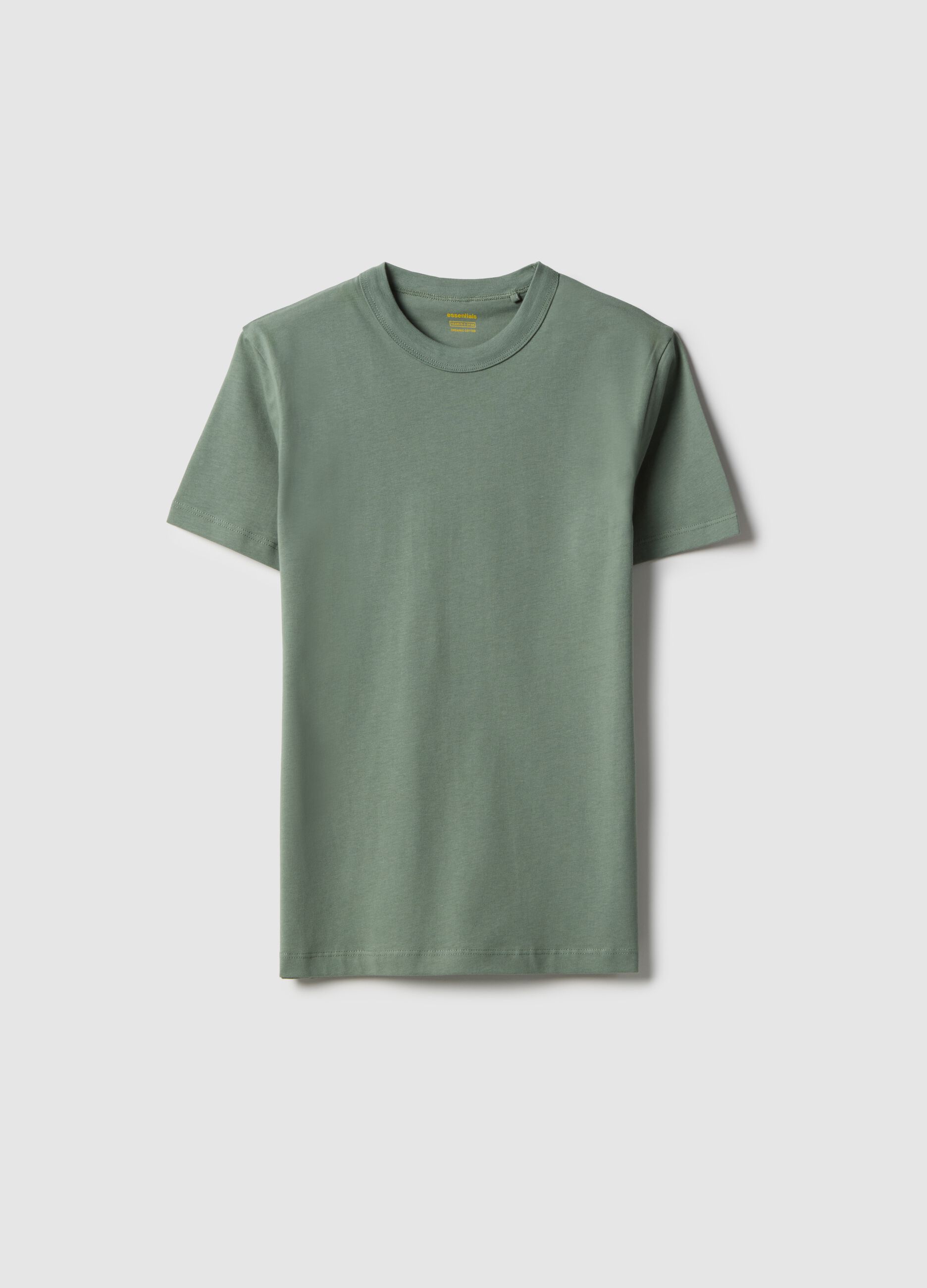 Boys' green crew-neck T-shirt in pure cotton over fit