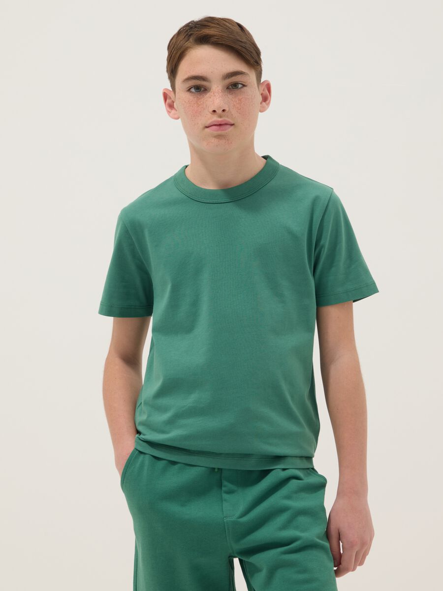 Boys&rsquo; green pure cotton regular-fit T-shirt_1