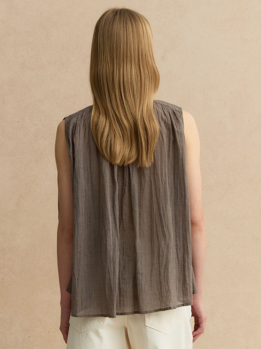 Brown Pure Cotton Sleeveless Blouse Regular Fit_3