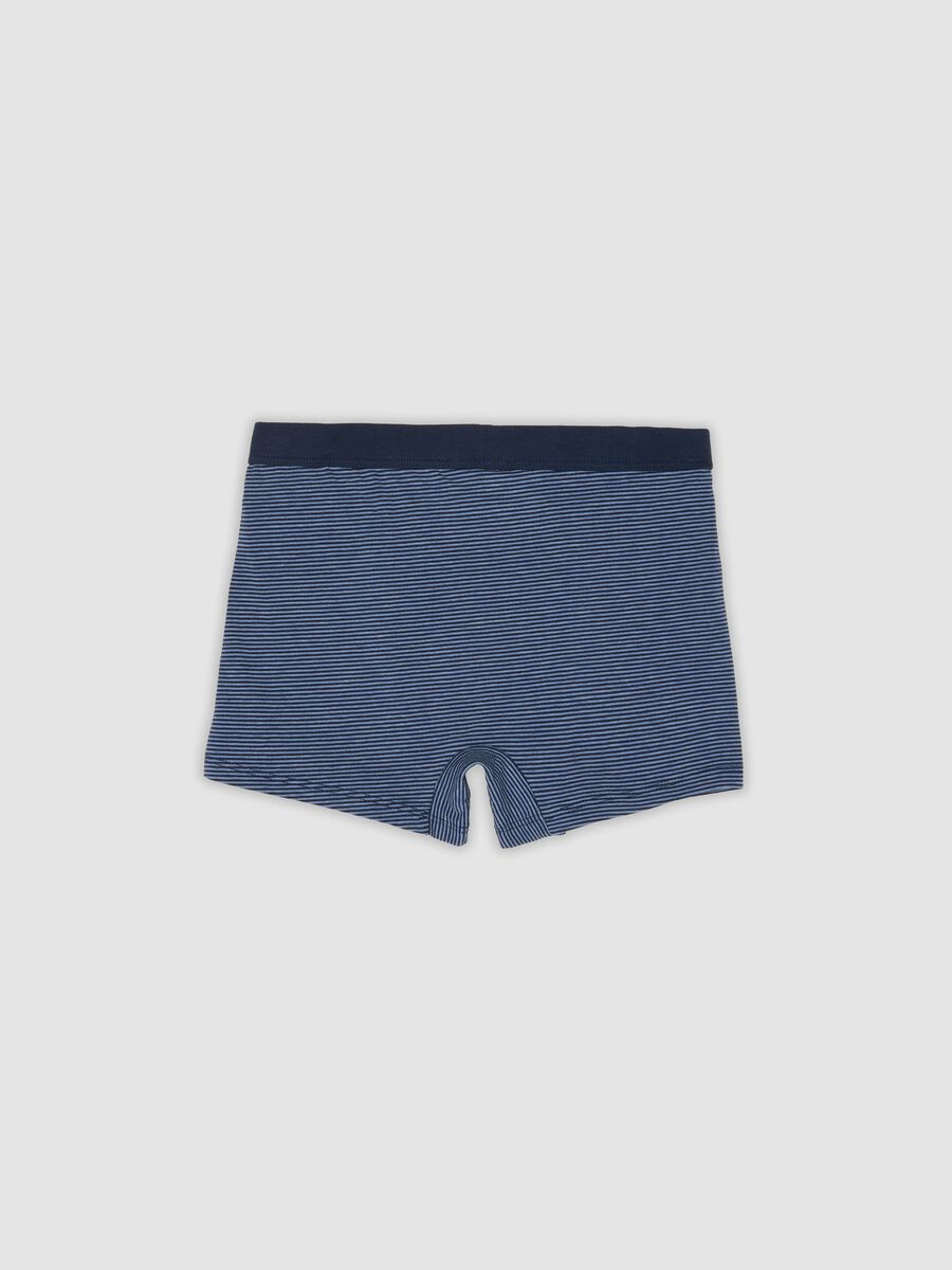 Boxer blu in cotone organico elasticizzato a righe per bambino_1
