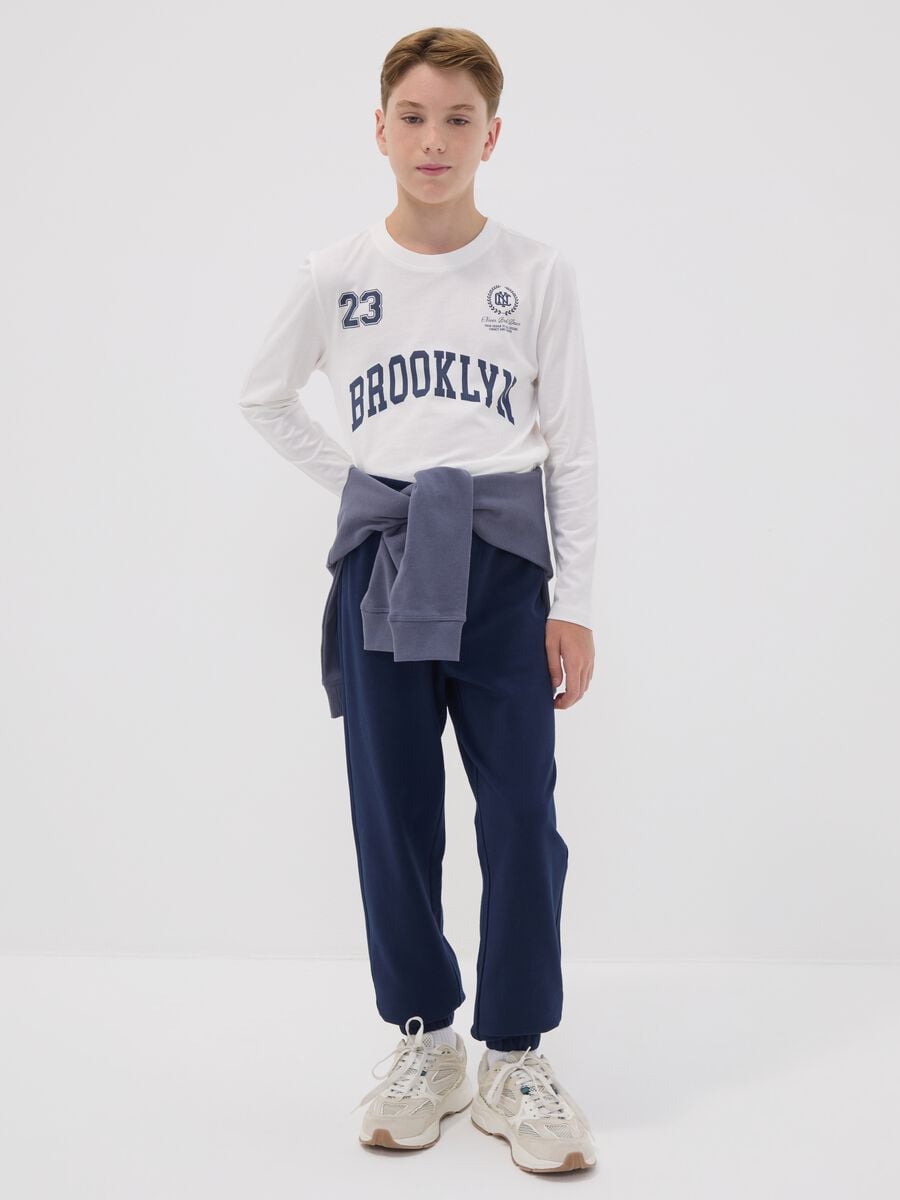 Blue regular-fit joggers in pure organic cotton for boys_0