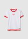 White pure cotton T-shirt regular fit with red trims_4