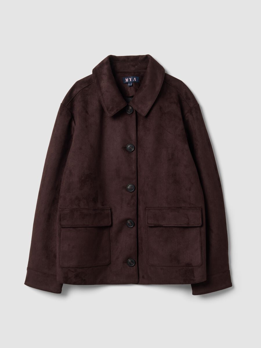 Brown regular-fit jacket with buttons_0