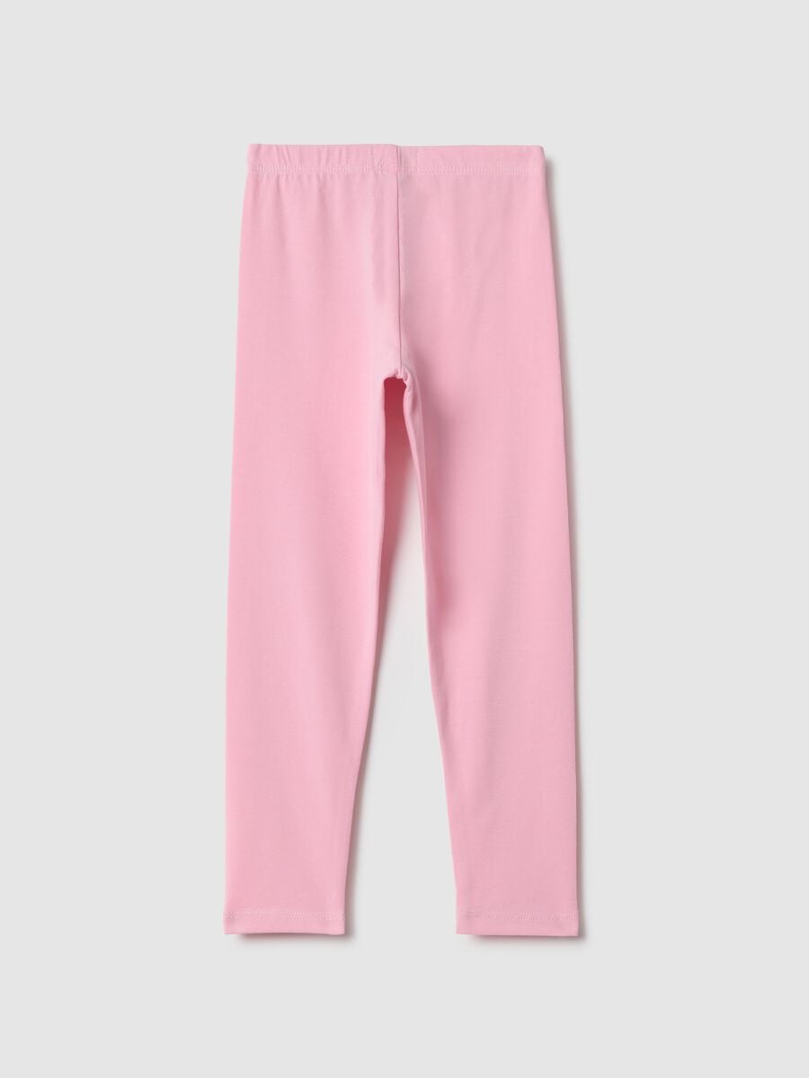 Girls' pink stretch cotton slim-fit leggings_1