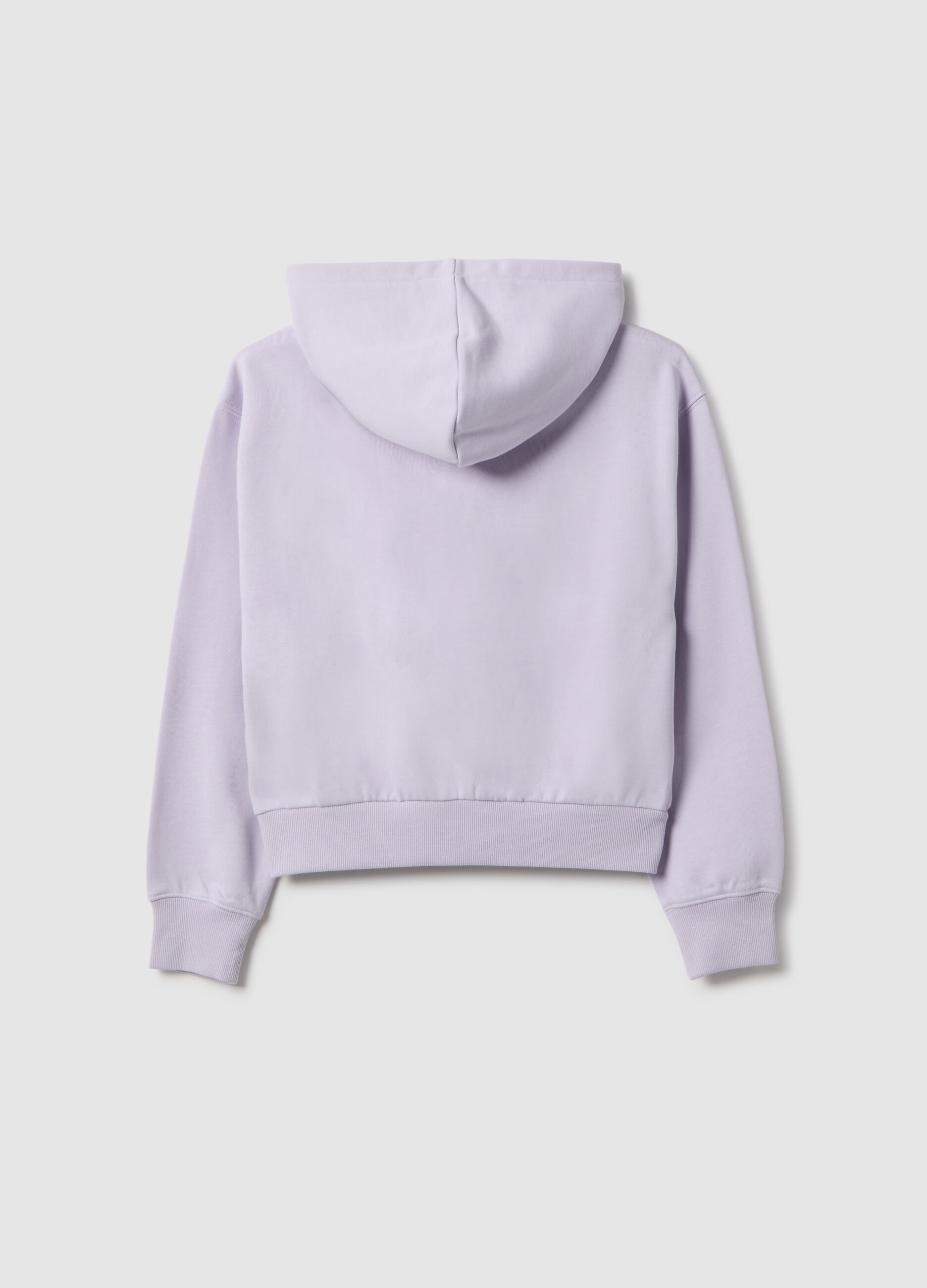 Girls' purple regular fit pure cotton hoodie with zip