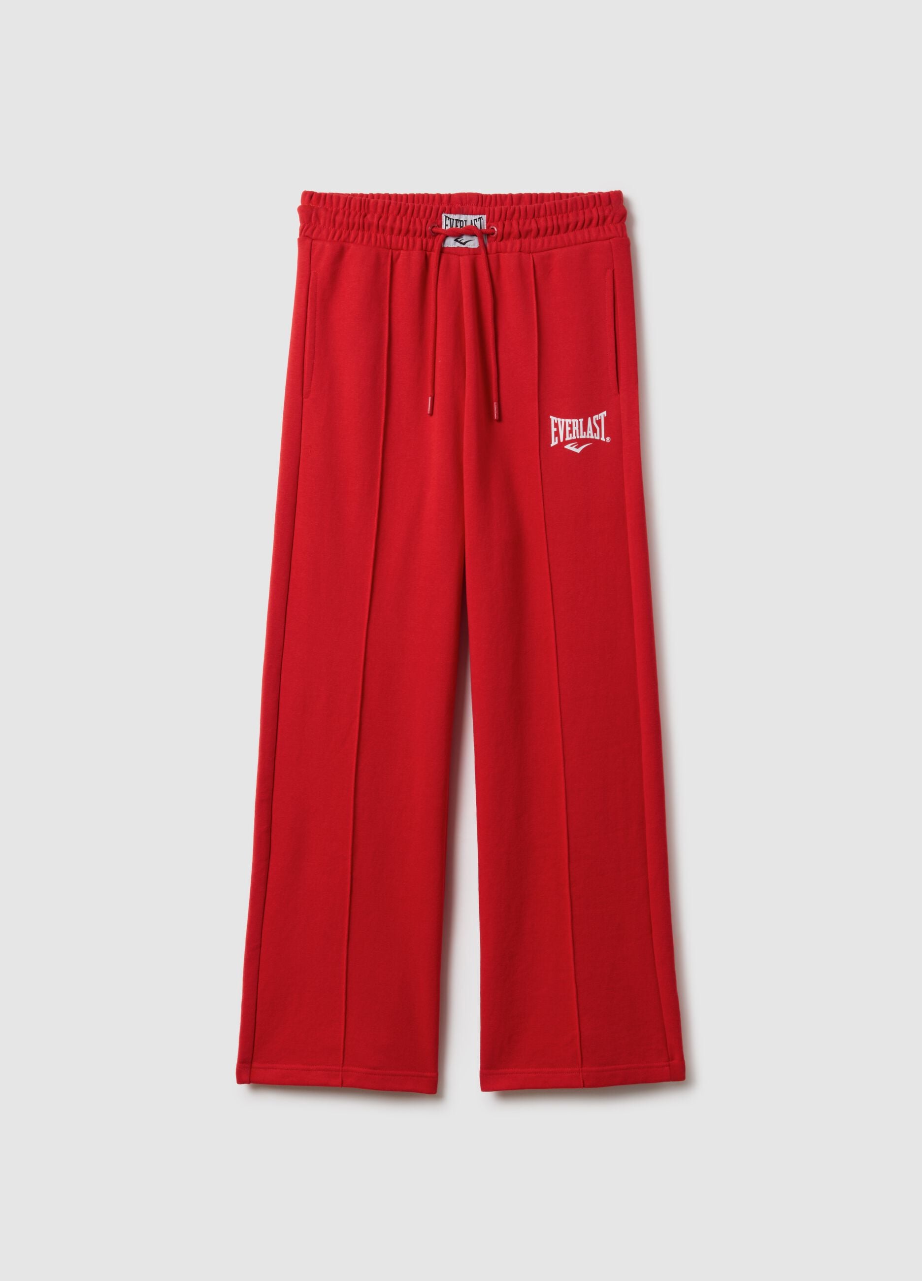 Red wide-leg cotton blend trousers regular fit with Everlast logo