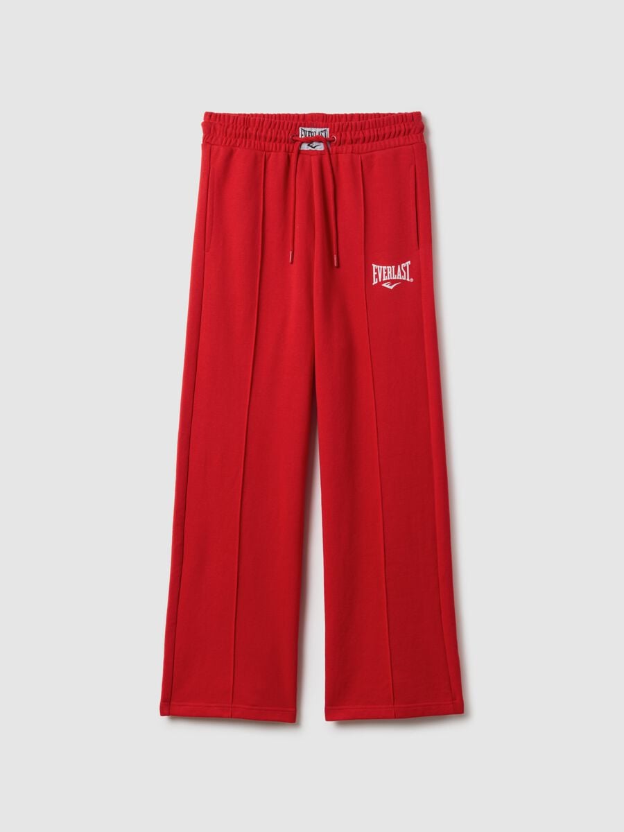 Red wide-leg cotton blend trousers regular fit with Everlast logo_4