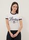 White stretch cotton T-shirt regular fit with blue print_2